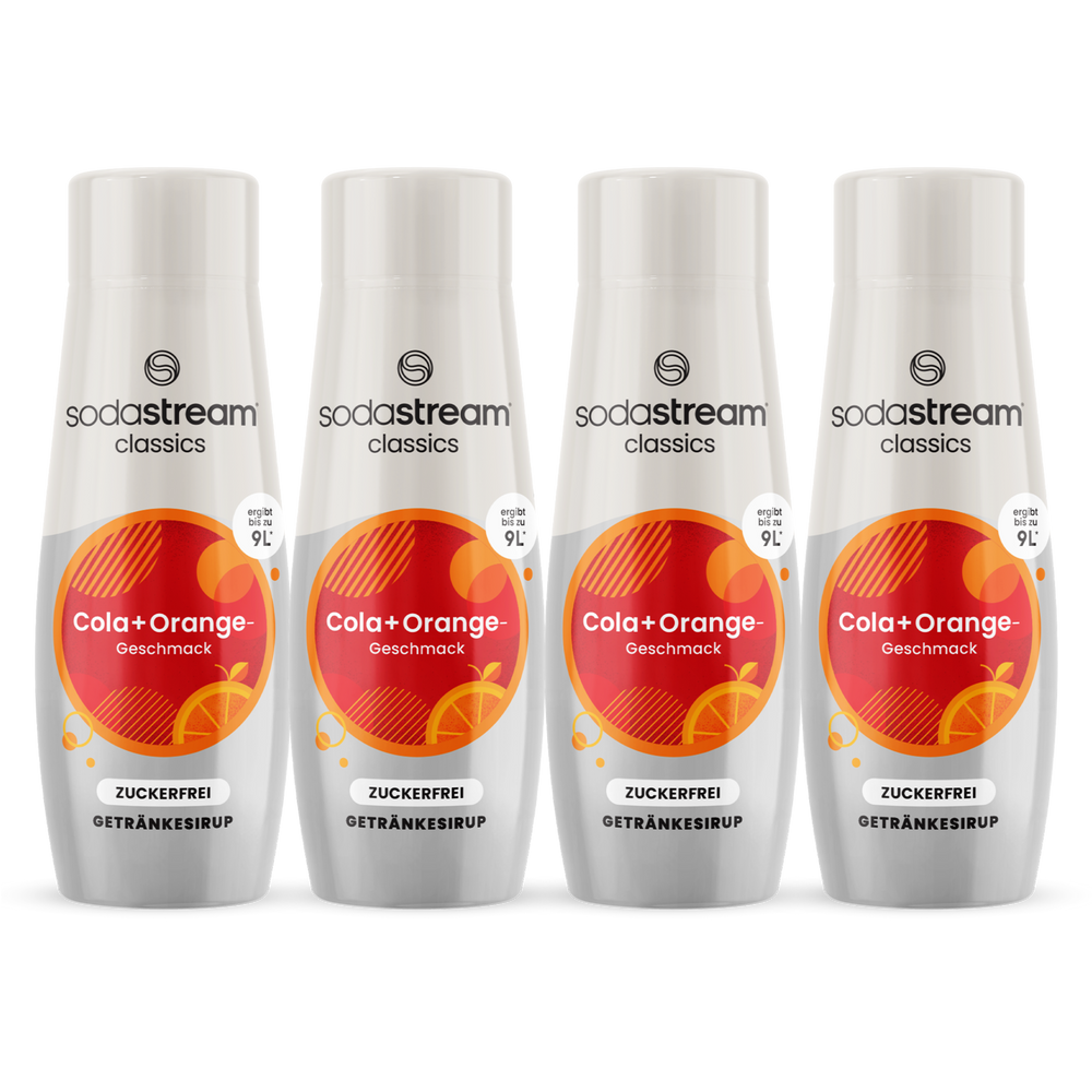 Cola + Orange ohne Zucker Vorrats-Mix Sirup 440ml, 4er-Pack
