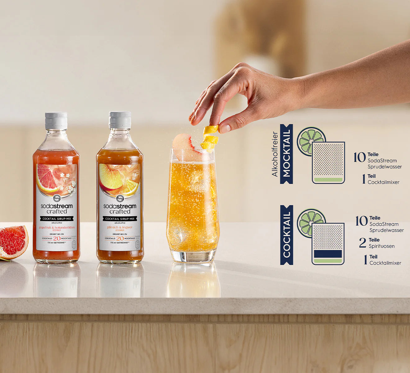 Cocktail Sirup-Mix Grapefruit & Holunderblüte (alkoholfrei) 330ml
