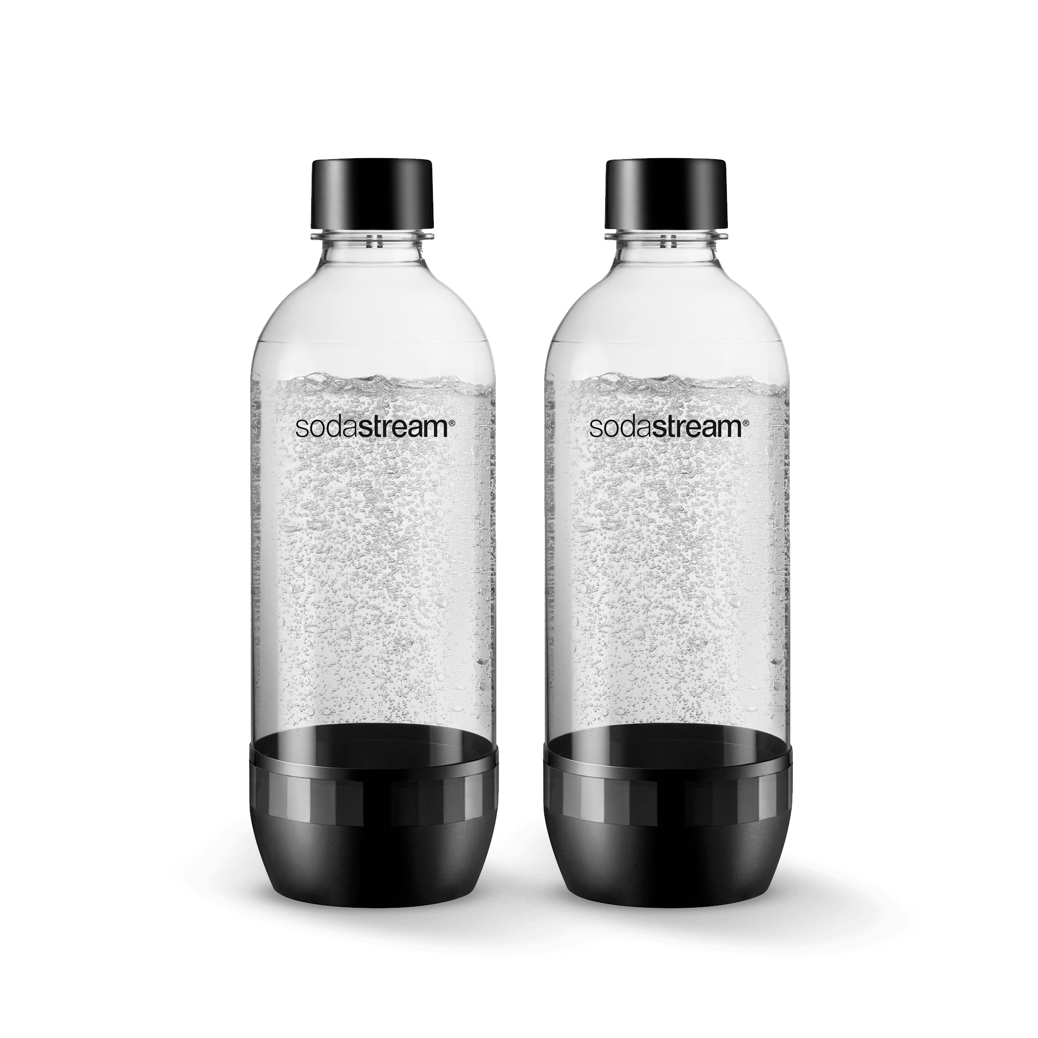 Spülmaschinengeeignete Kunststoffflasche CLASSIC schwarz 1L, 2er-Pack sodastream