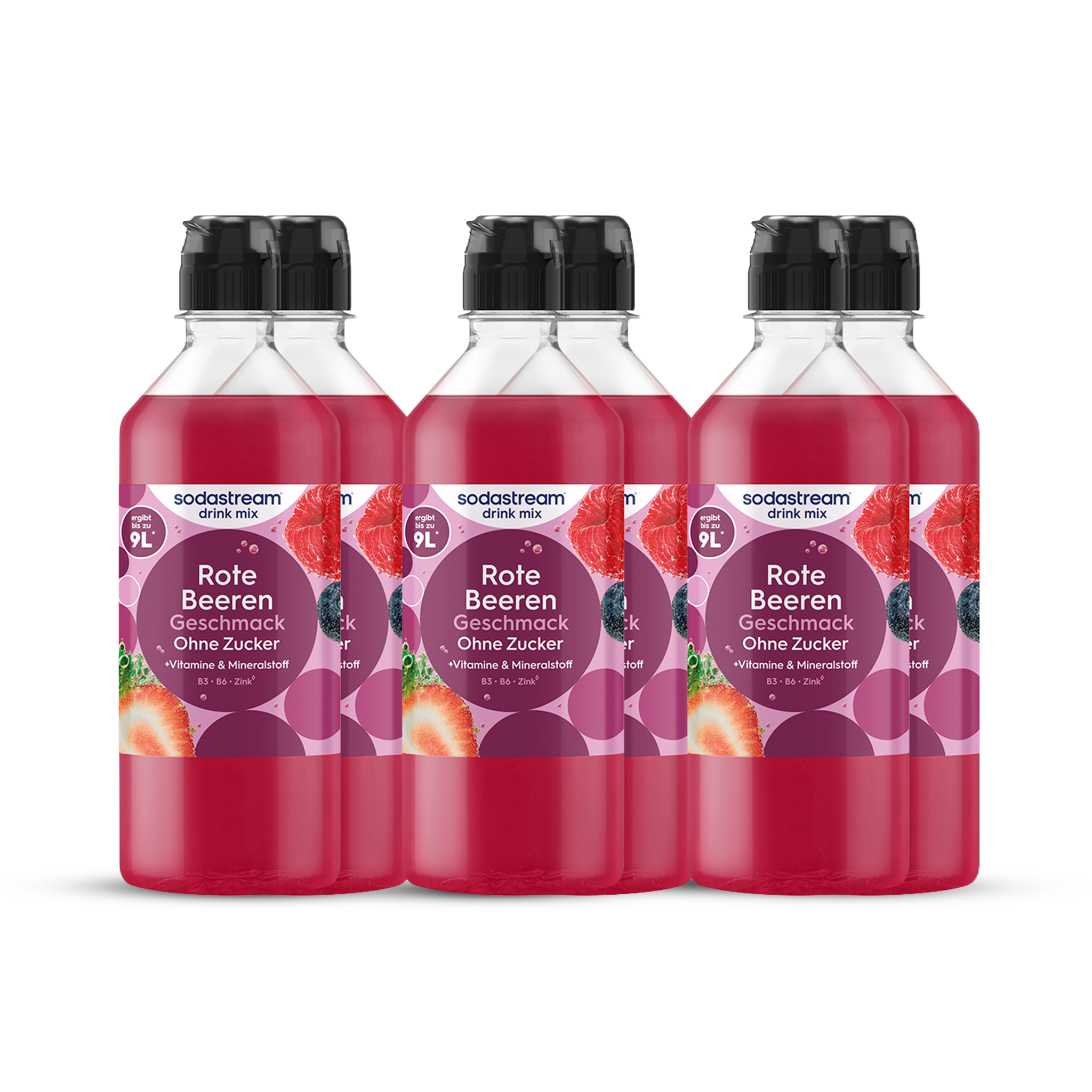 Rote Beeren ohne Zucker Sirup drink mix 440 ml, 6er-Pack sodastream