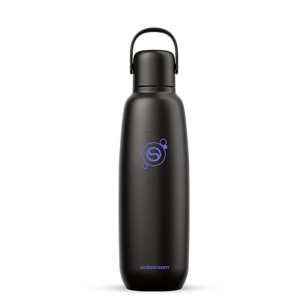 fizz & go Edelstahl Sprudlerflasche (Charcoal) 0,9 L, 1er-Pack sodastream