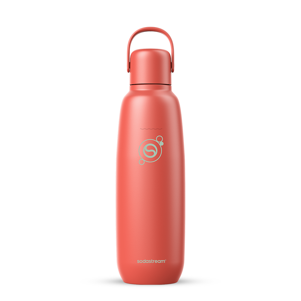 fizz & go Edelstahl Sprudlerflasche (Papaya) 0,9 L, 1er-Pack sodastream