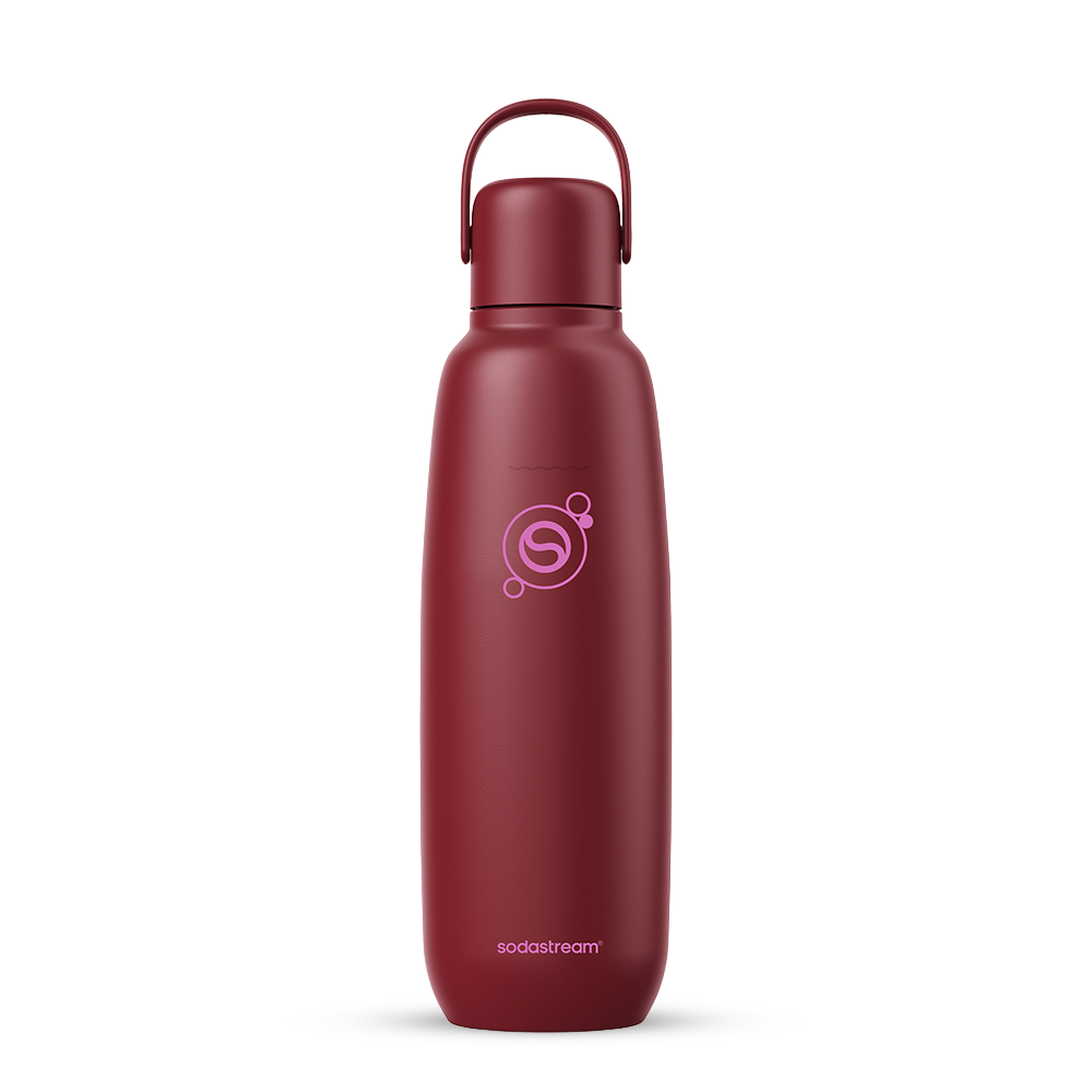 fizz & go Edelstahl Sprudlerflasche (Pomegranate) 0,9 L, 1er-Pack sodastream
