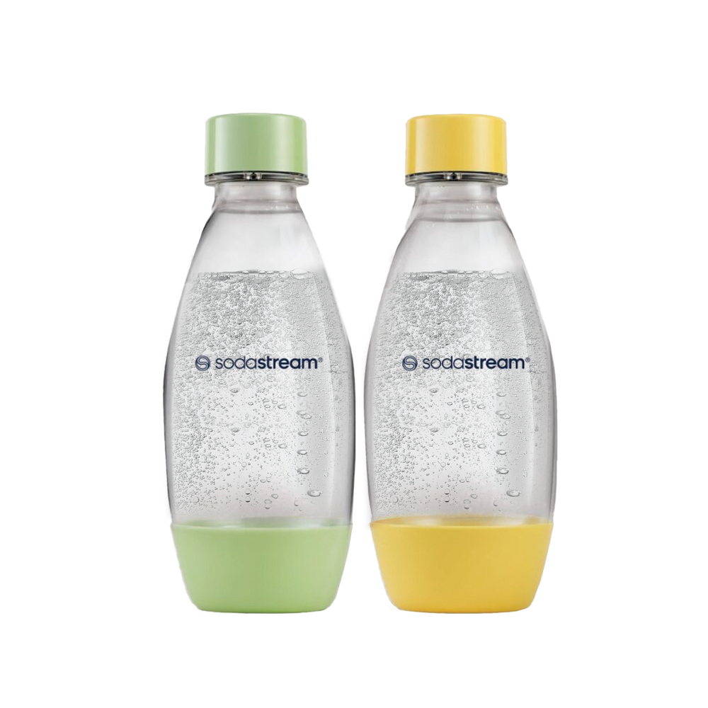 Spülmaschinengeeignete Kunststoffflasche FUSE grün/gelb 0,5L, 2er-Pack