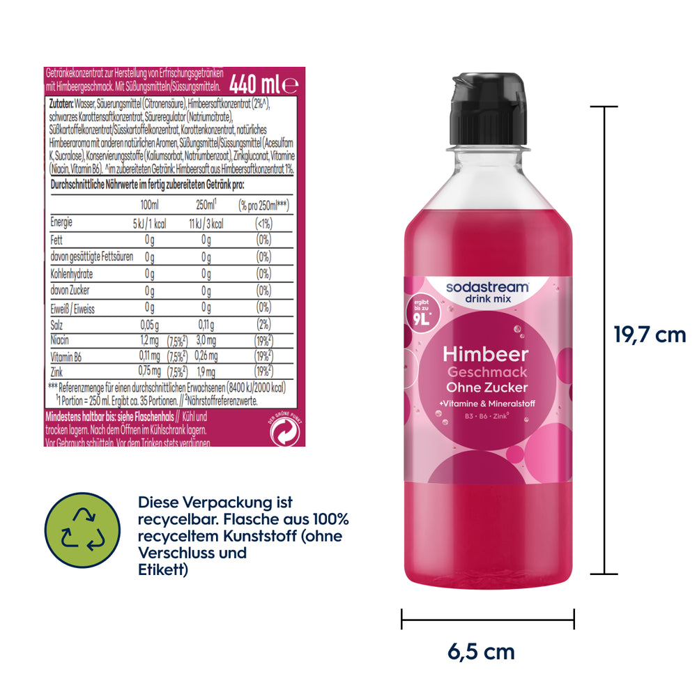 Himbeer ohne Zucker Sirup drink mix 440 ml