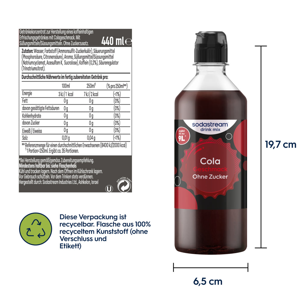 Cola ohne Zucker Sirup drink mix 440 ml