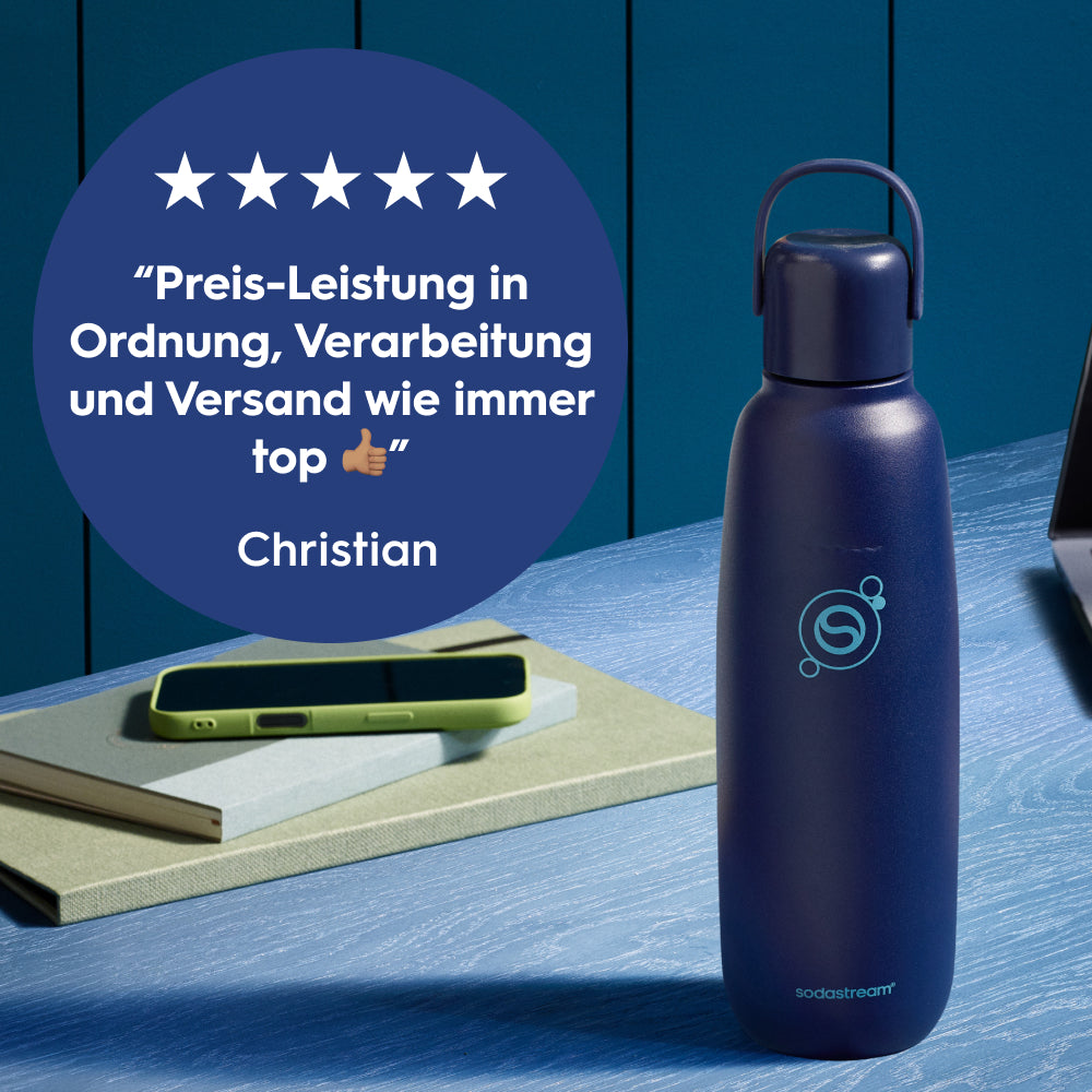 Fizz&go Edelstahl Sprudlerflasche (Blueberry) 0,9 L, 1er-Pack